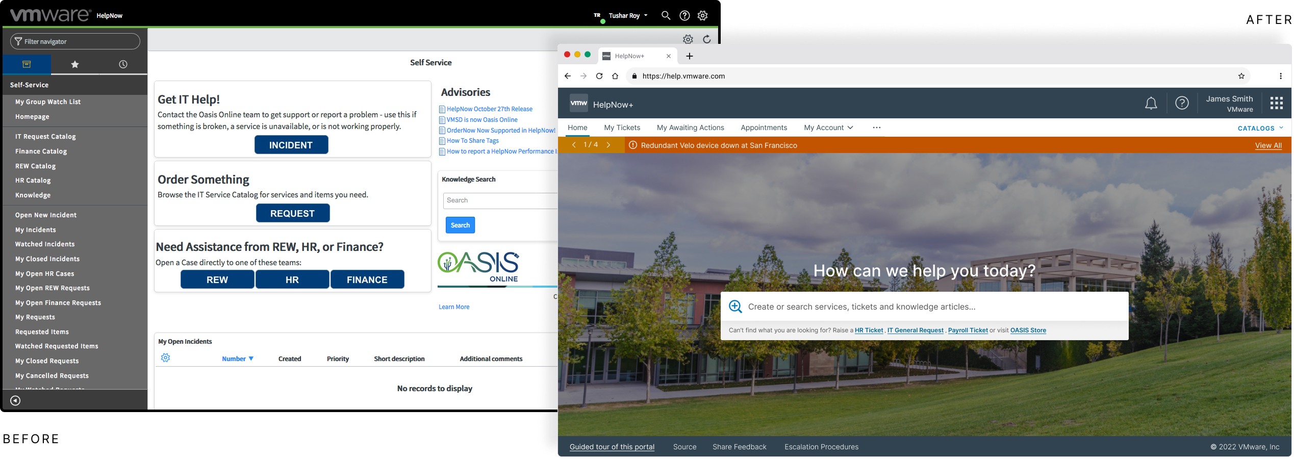 HelpNow Portal: Before and After Transformation