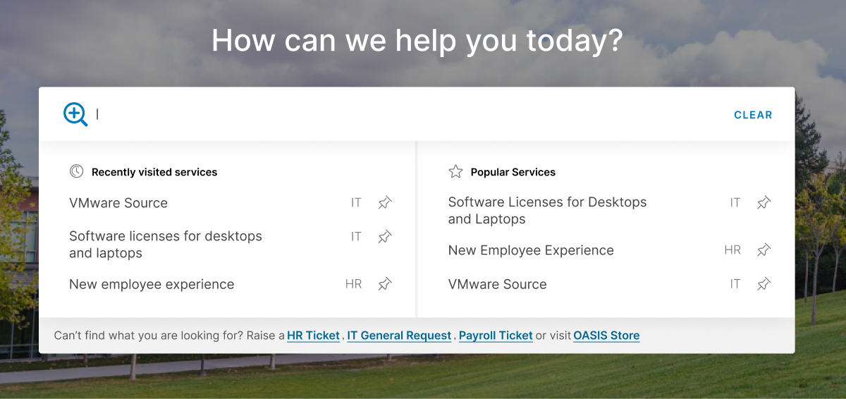 Service Catalog and Search